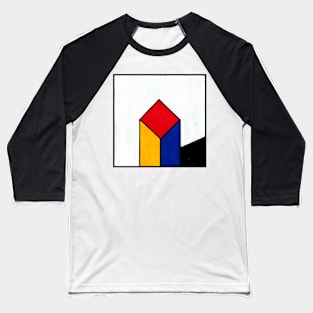 Mondrian Inspired Diamond Pillar Geometric Abstract Acrylic Painting Baseball T-Shirt